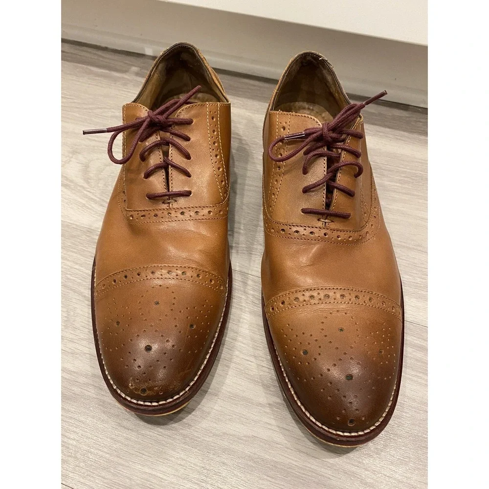 208682 PF50‎ CONARD MENS SHOES SIZE 11.5 M TAN LEATHER LACE UP JOHNSTON & MURPHY